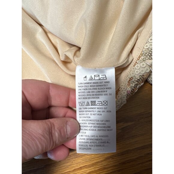 Bob Mackie Wearable Art Beige & Gold Sequin Chevron Jacket Fully Lined Size XL - Picture 8 of 9